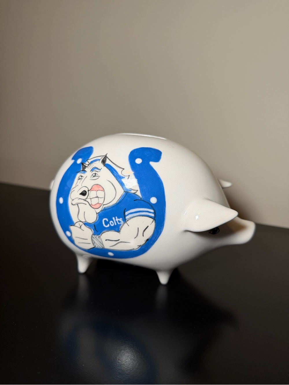 Indianapolis Colts Piggy Bank Ceramic Hand Painted